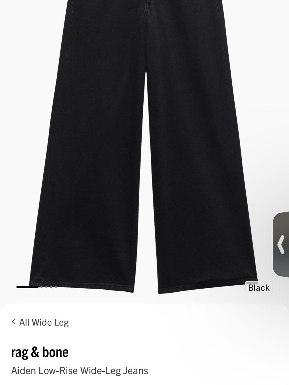 Rag & Bone Aiden Low-Rise Wide-Leg Jeans Black Size 27 NWT - Picture 3 of 3